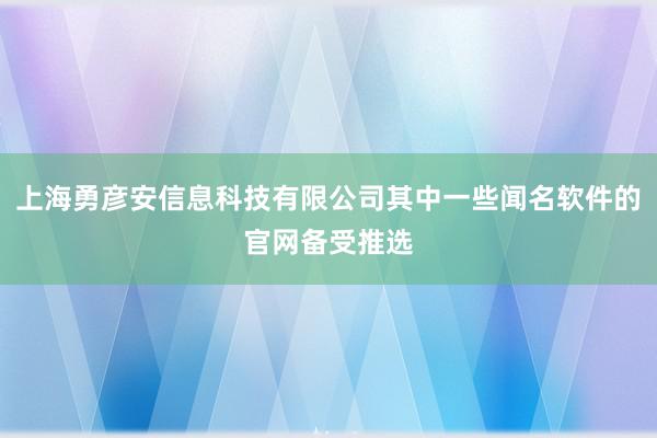 上海勇彦安信息科技有限公司其中一些闻名软件的官网备受推选