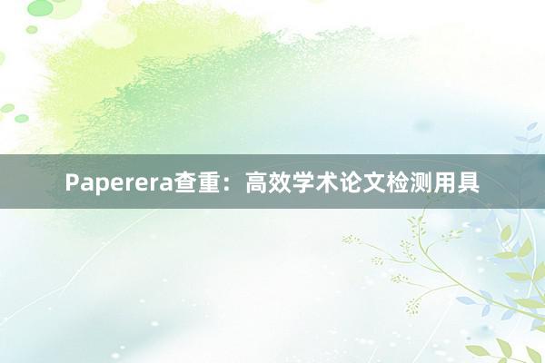 Paperera查重：高效学术论文检测用具