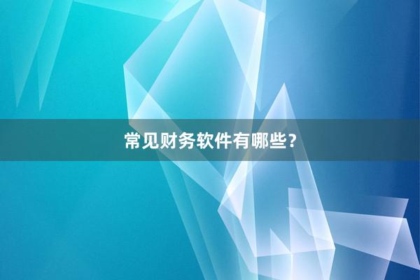 常见财务软件有哪些？