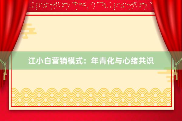 江小白营销模式：年青化与心绪共识